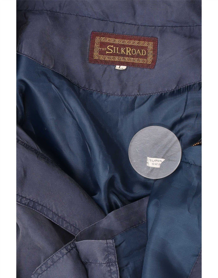 Vintage Herren Utility Jacke UK 40 Große marineblaue Seide