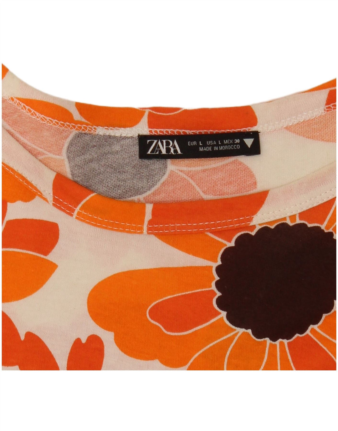 ZARA Damen T-Shirt Top UK 16 Large Orange Floral
