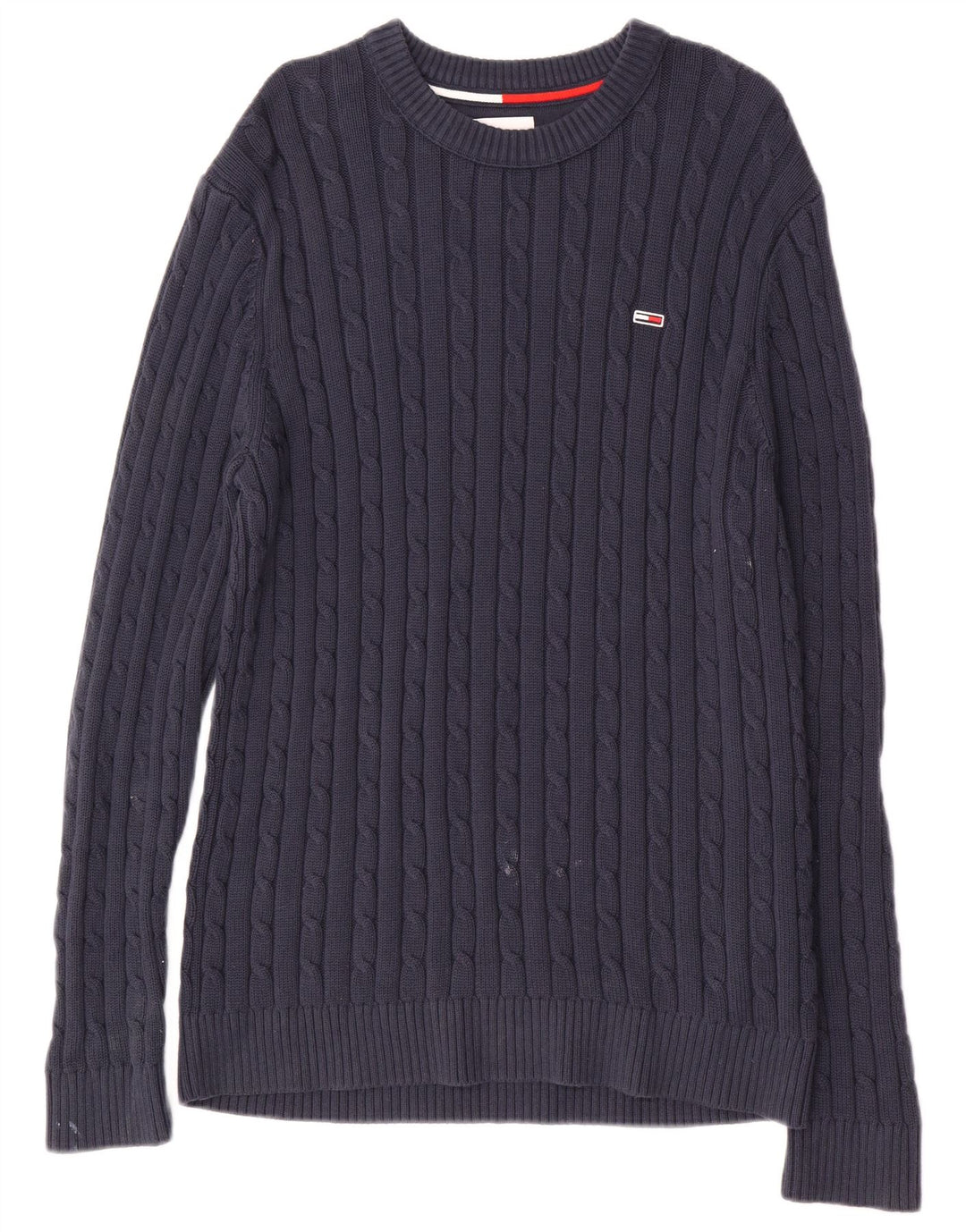 TOMMY HILFIGER Herren-Pullover mit grafischem Rundhalsausschnitt, mittleres Marineblau
