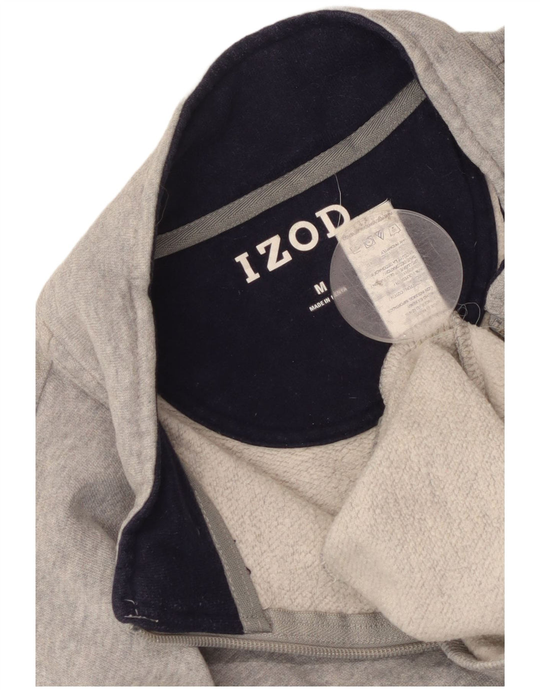 Izod Herren-Sweatshirt mit Reißverschluss am Hals, mittelgraue Baumwolle