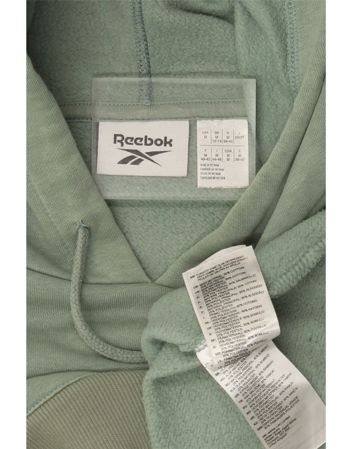 Reebok Damen Crop Asymmetric Hoodie Pullover UK 12/14 Mittelgrüne Baumwolle