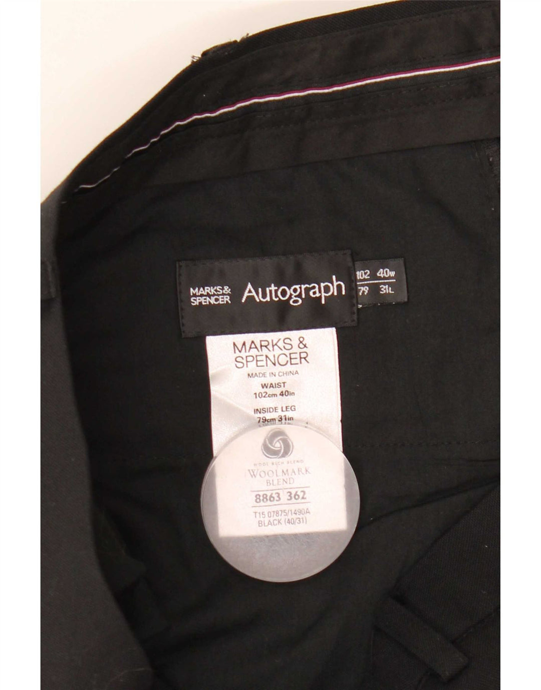 Marks & Spencer Herren Autograph Gerade Anzughose W40 L31 Schwarz