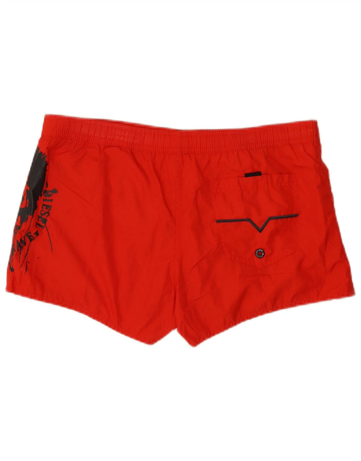 Diesel Herren-Badeshorts mit Grafik, mittelrot, Polyester
