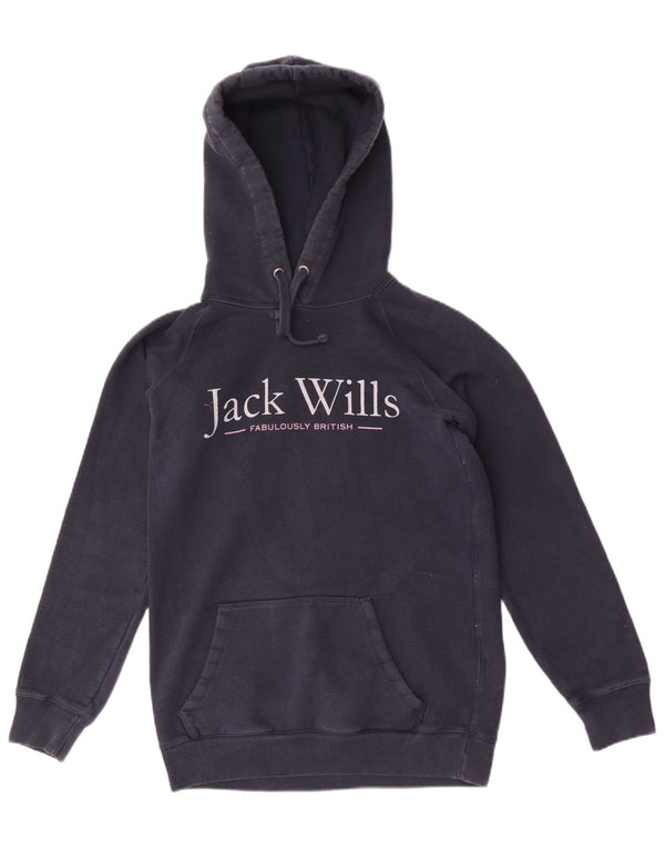 Jack Wills Damen-Pullover mit grafischem Kapuzenpullover, Gr. 6, XS, Marineblau, Baumwolle
