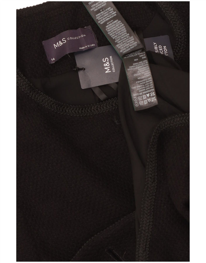 Marks & Spencer Damen-Blazerjacke mit 5 Knöpfen, UK 14, Größe L, Schwarz, Baumwolle