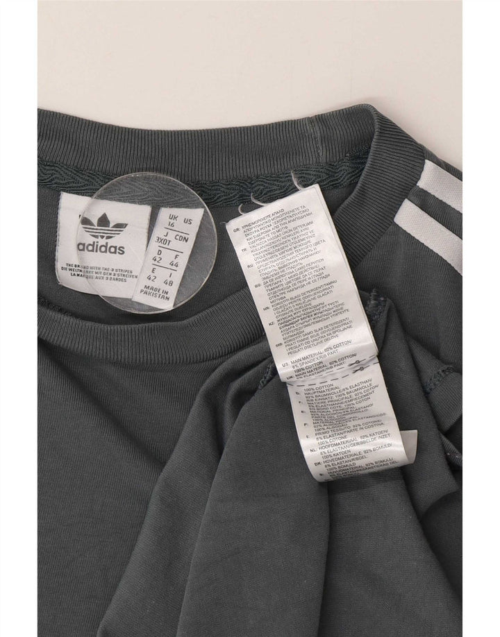 Adidas Damen Top Langarm UK 16 Große graue Baumwolle