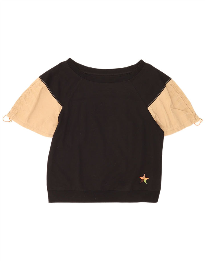 Benetton Damen-Sweatshirt-Pullover UK 16 Large Schwarz Colourblock