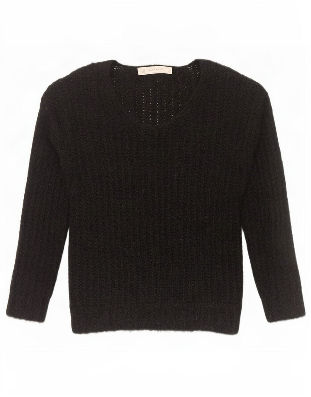 Zara Damen-Pullover mit V-Ausschnitt, Gr. 14, Mittelschwarz, Acryl