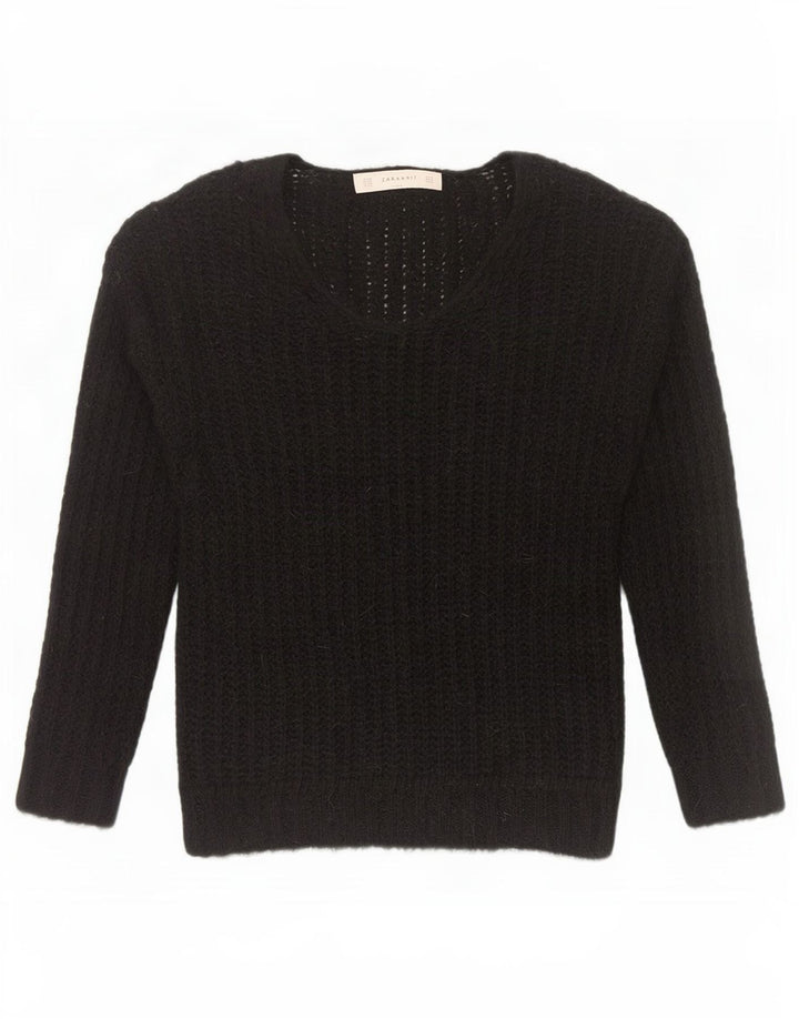 Zara Damen-Pullover mit V-Ausschnitt, Gr. 14, Mittelschwarz, Acryl