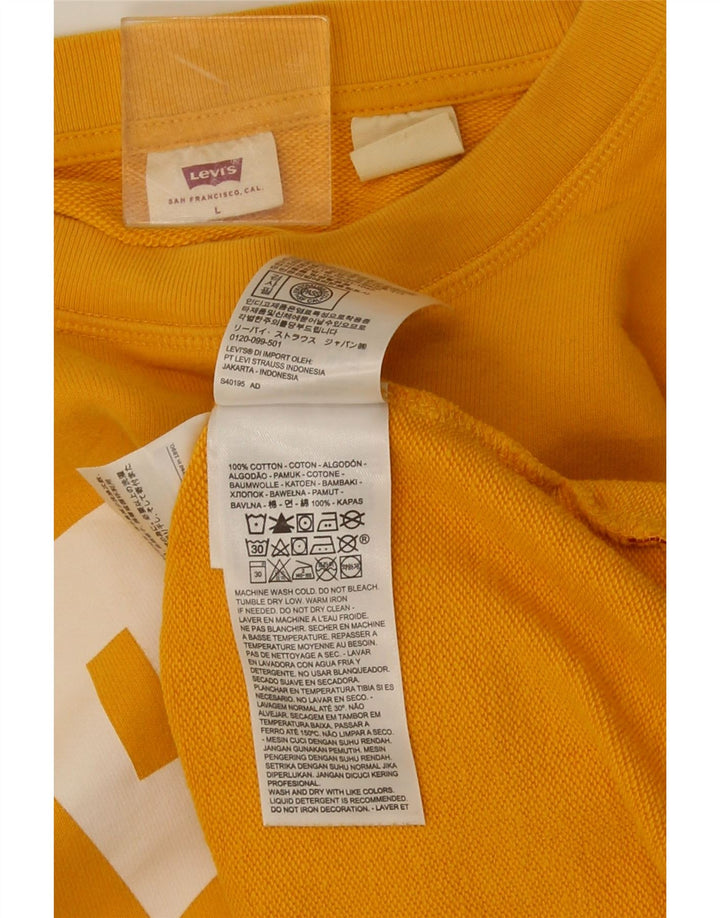 Levi's Damen Grafik-Sweatshirt-Pullover UK 16 Large Gelb Baumwolle