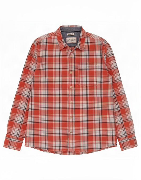 Fat Face Herren-Hemd mit klassischer Passform, XL, rot kariert, Baumwolle