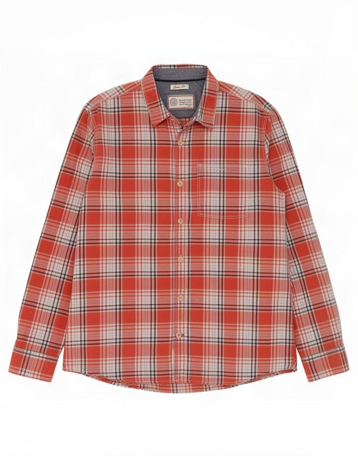 Fat Face Herren-Hemd mit klassischer Passform, XL, rot kariert, Baumwolle