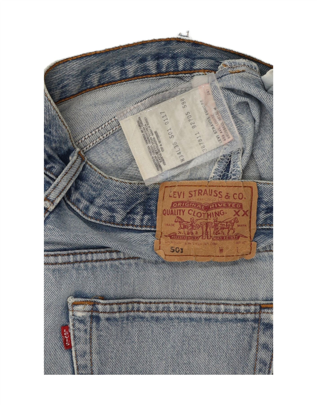 LEVI'S Womens 501 Denim Shorts W34 Large Blue Cotton Vintage Levi's and Second-Hand Levi's from Messina Hembry 