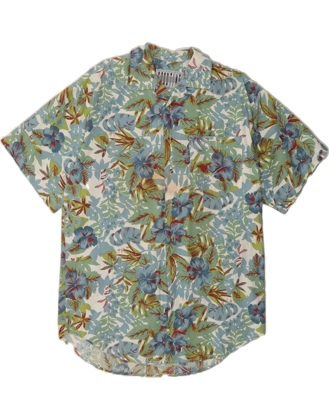 VINTAGE Mens Short Sleeve Shirt Medium Multicoloured Floral Cotton Vintage Vintage and Second-Hand Vintage from Messina Hembry 
