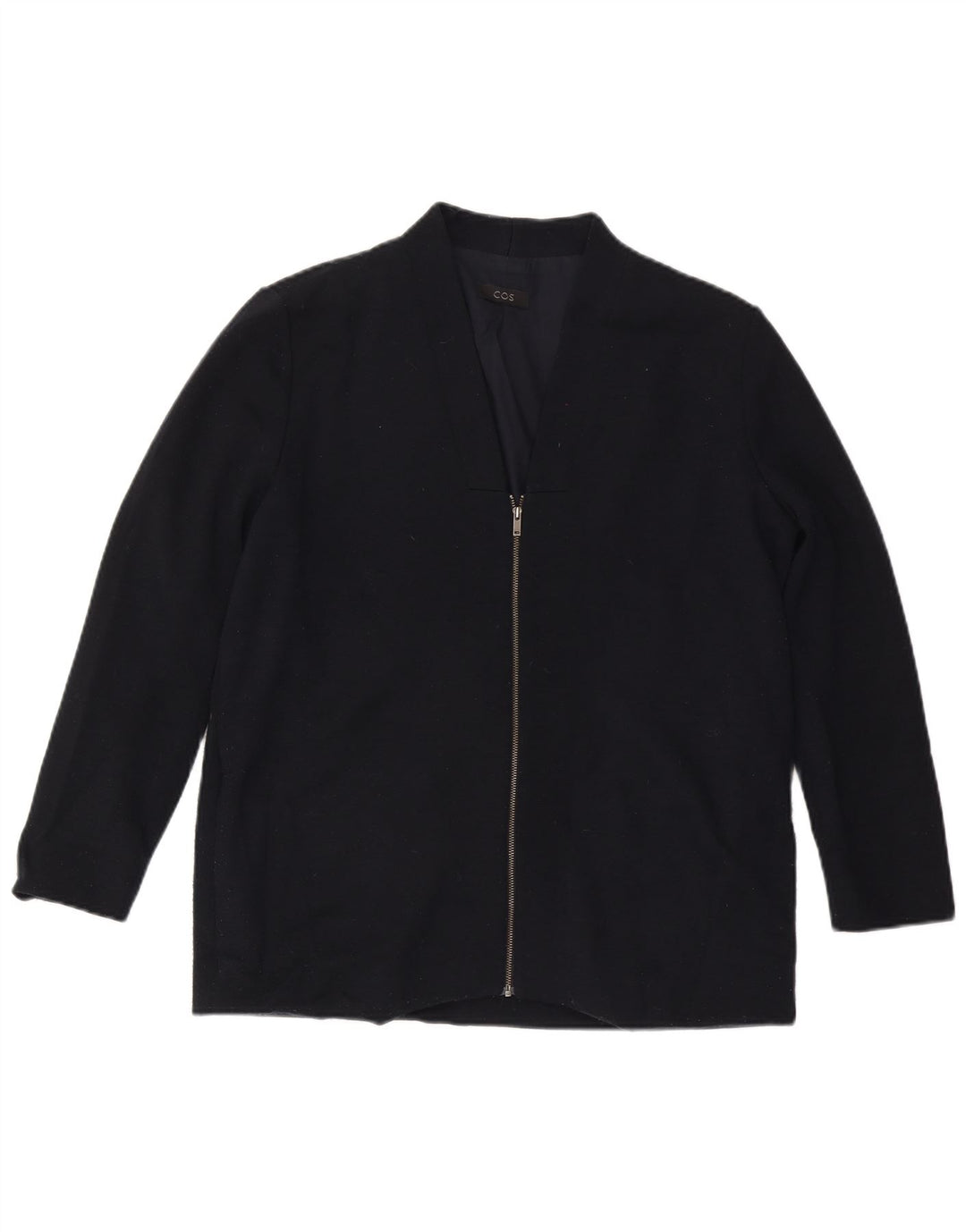 COS Damen Bomberjacke UK 14 Große marineblaue Wolle