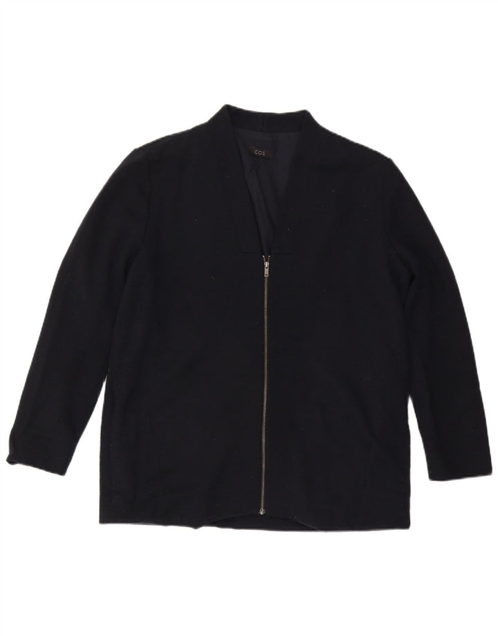 COS Damen Bomberjacke UK 14 Große marineblaue Wolle