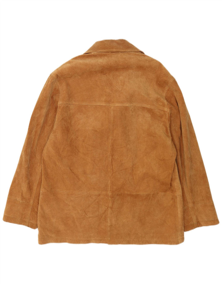 Vintage Herren 3-Knopf-Wildleder-Blazerjacke IT 52 XL Braunes Leder