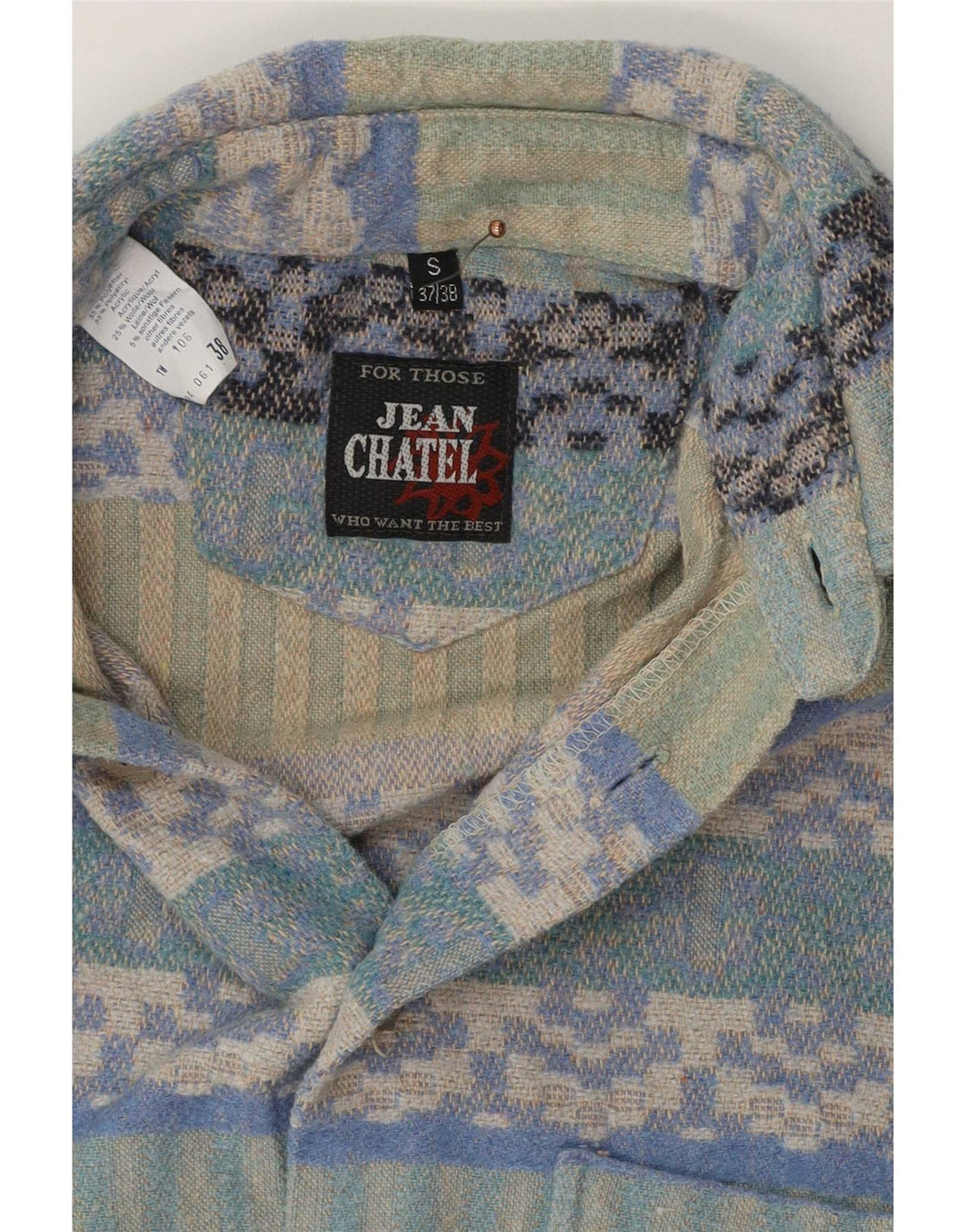Jean Chatel Herren-Overshirt-Hemd, Größe 37/38, klein, mehrfarbig, geometrisch