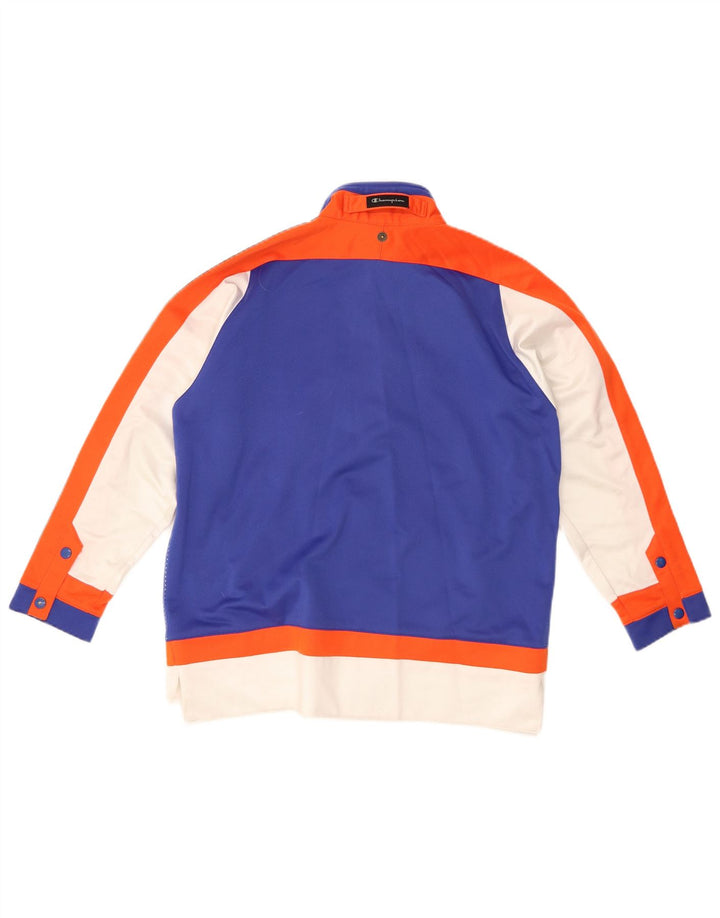 CHAMPION Jungen-Trainingsanzugoberteil mit Grafik, 11–12 Jahre, blaues Farbblockdesign