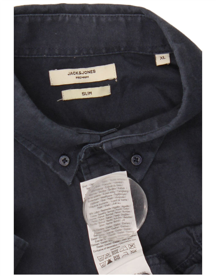 Jack & Jones Herren-Slim-Hemd XL aus marineblauer Baumwolle