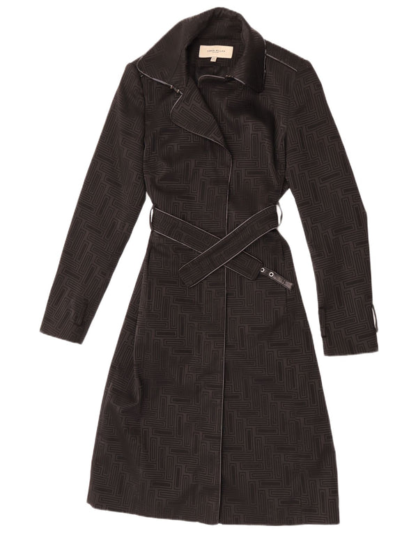 Karen Millen Damen Trenchcoat UK 10 Small Schwarz Geometrisch Polyester