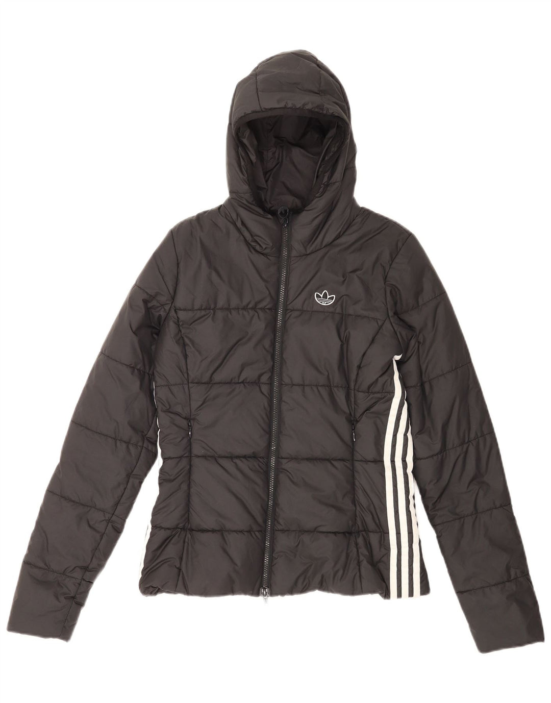 Adidas Damen-Jacke mit Kapuze, gepolstert, UK 8, Größe S, Schwarz, Polyester