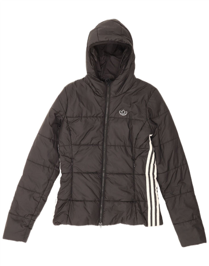 Adidas Damen-Jacke mit Kapuze, gepolstert, UK 8, Größe S, Schwarz, Polyester