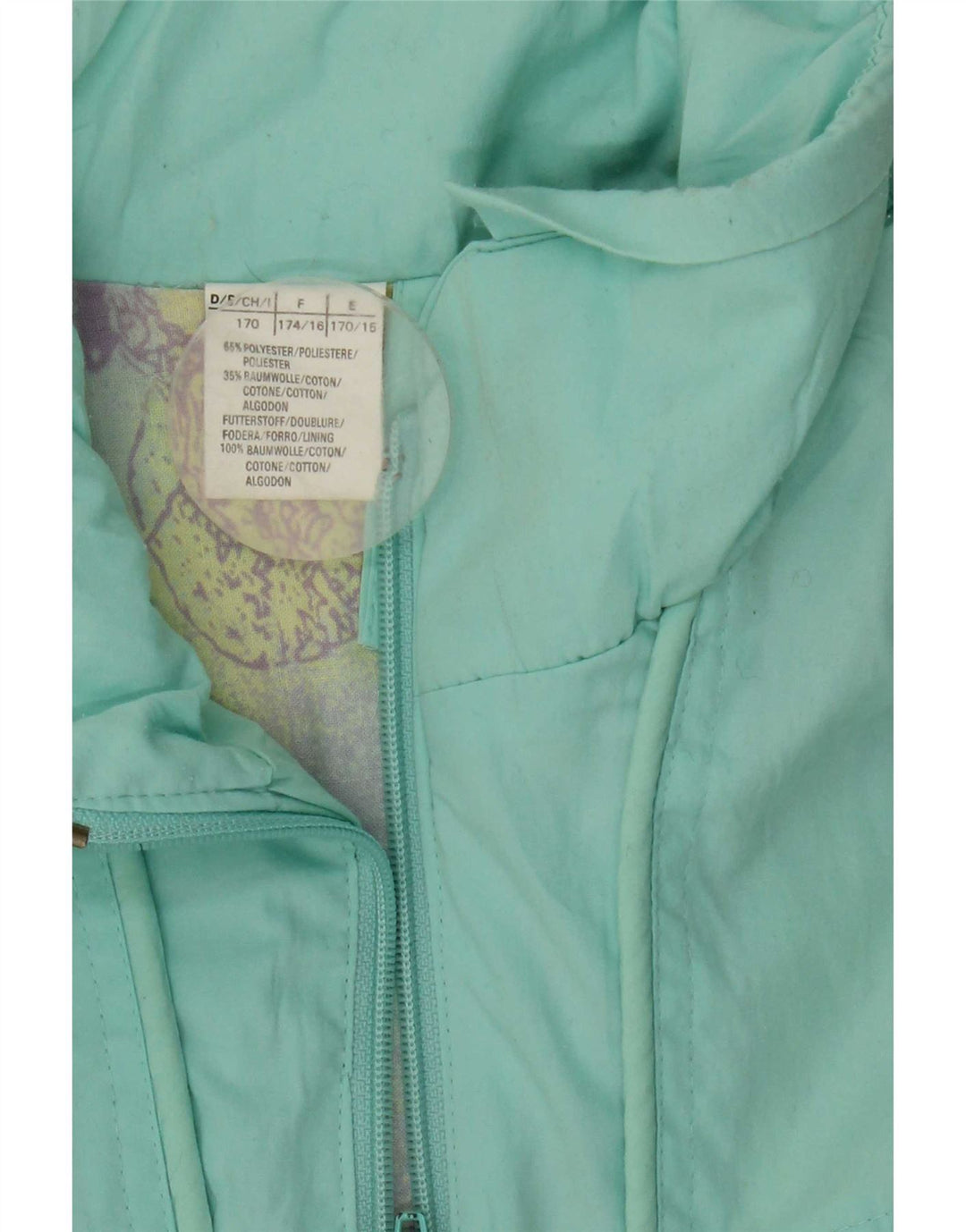 Vintage Damen Grafische Windjacke UK 16 Groß Türkis Polyester
