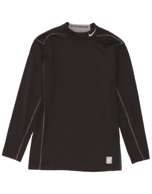 Nike Herren-Oberteil mit langen Ärmeln, groß, schwarzes Farbblock-Polyester