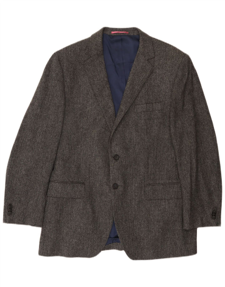Gant Herren-Blazer mit 2 Knöpfen, IT 54 2XL, graue Wolle mit Fischgrätenmuster