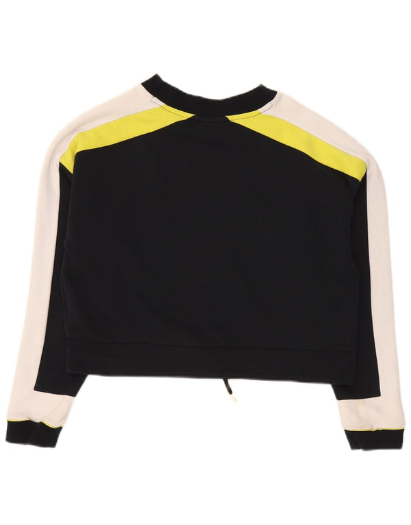 Puma Womens Oversized Graphic Sweatshirt Pullover UK 6 XS Schwarz Colourblock