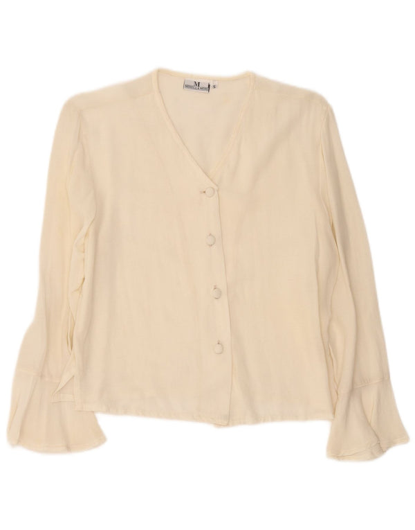 Mirella Mori Damen-Hemdbluse mit entspannter Passform, UK 10, Größe S, cremefarbene Viskose