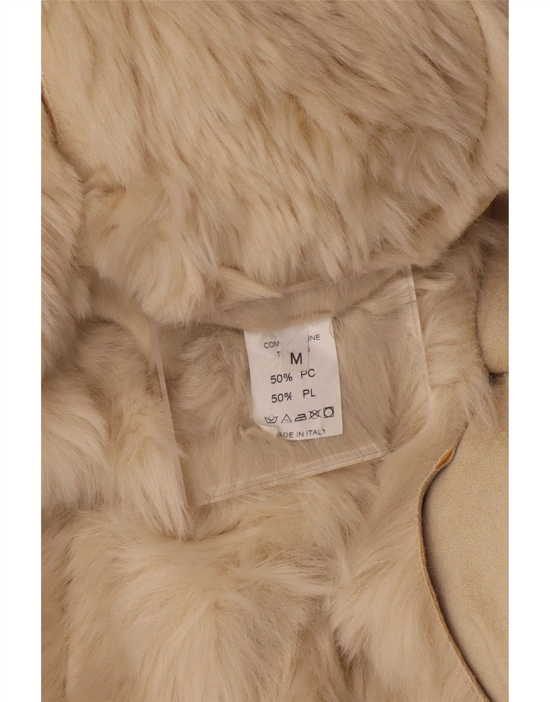 VINTAGE Sherpa-Mantel mit Kapuze für Damen, UK 14, Mittelbeige, Acryl