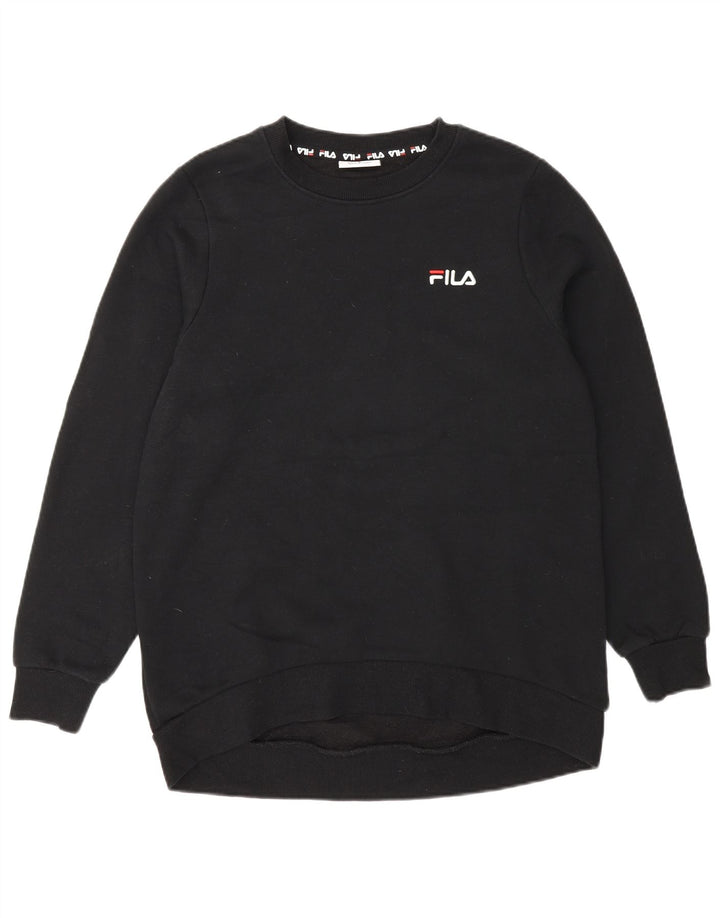 Fila Damen Sweatshirt Pullover UK 10 Small Schwarz Baumwolle