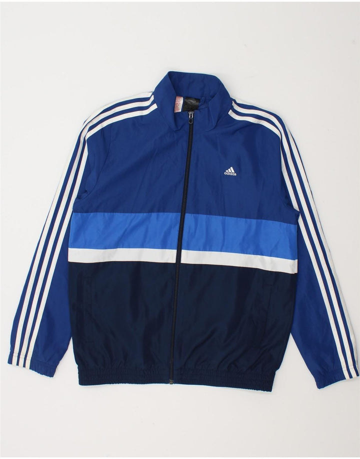 Adidas Regenjacke für Jungen, 13–14 Jahre, marineblaues Farbblock-Polyester