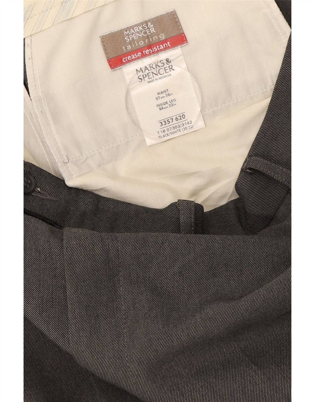 Gerade Herren-Anzughose von Marks & Spencer, W38, L33, grau, Polyester