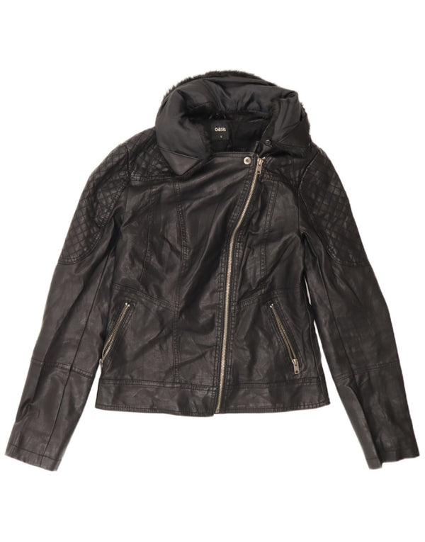 Oasis Herren Kunstleder Bikerjacke UK 36 Small Schwarz Polyethylen