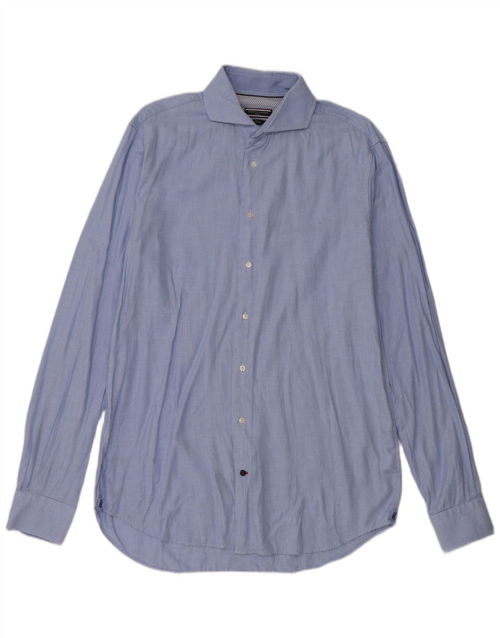 Tommy Hilfiger Herrenhemd Größe 41 16 Große blaue Hahnentritt-Baumwolle
