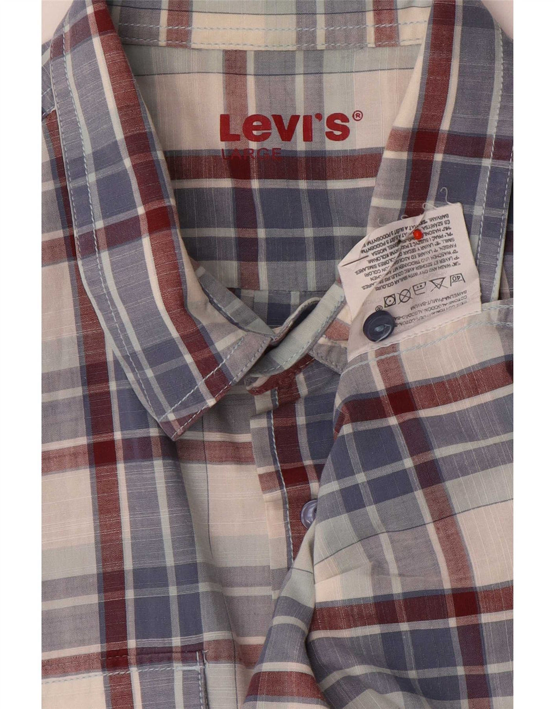 Levi's Herren-Kurzarmhemd, groß, blau kariert, Baumwolle