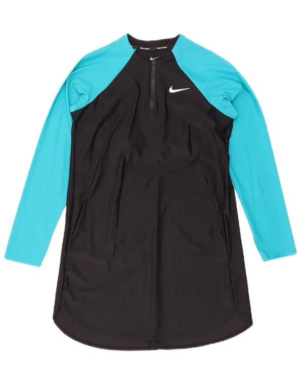 Nike Womens Swim Longline Top Langarm UK 10 Small Black Colourblock