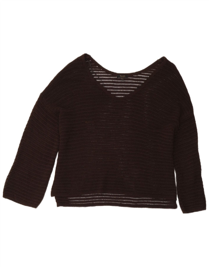 Massimo Dutti Damen-Oversize-Langarmblusenoberteil, Gr. 10, Größe S, Braun