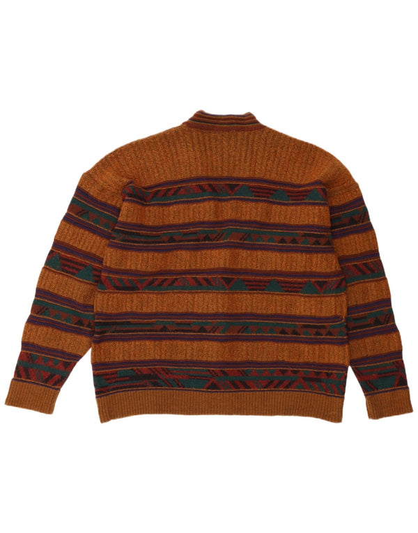 Vintage Herren Strickjacke mittelbraun geometrisch