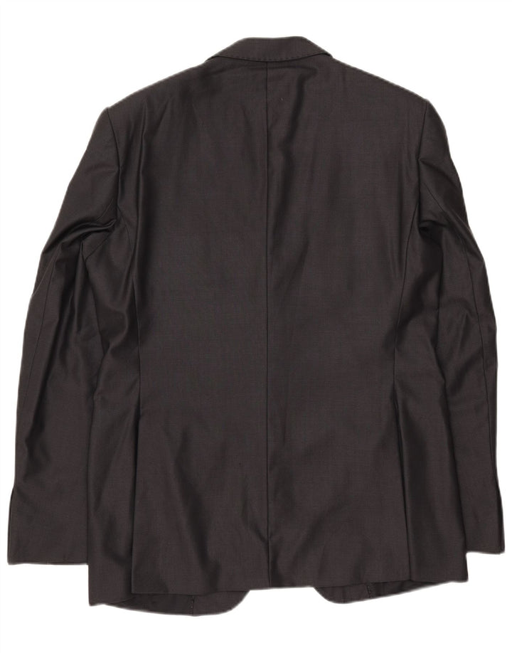 Zara Herren-Blazerjacke mit 2 Knöpfen, EU 52, große schwarze Wolle