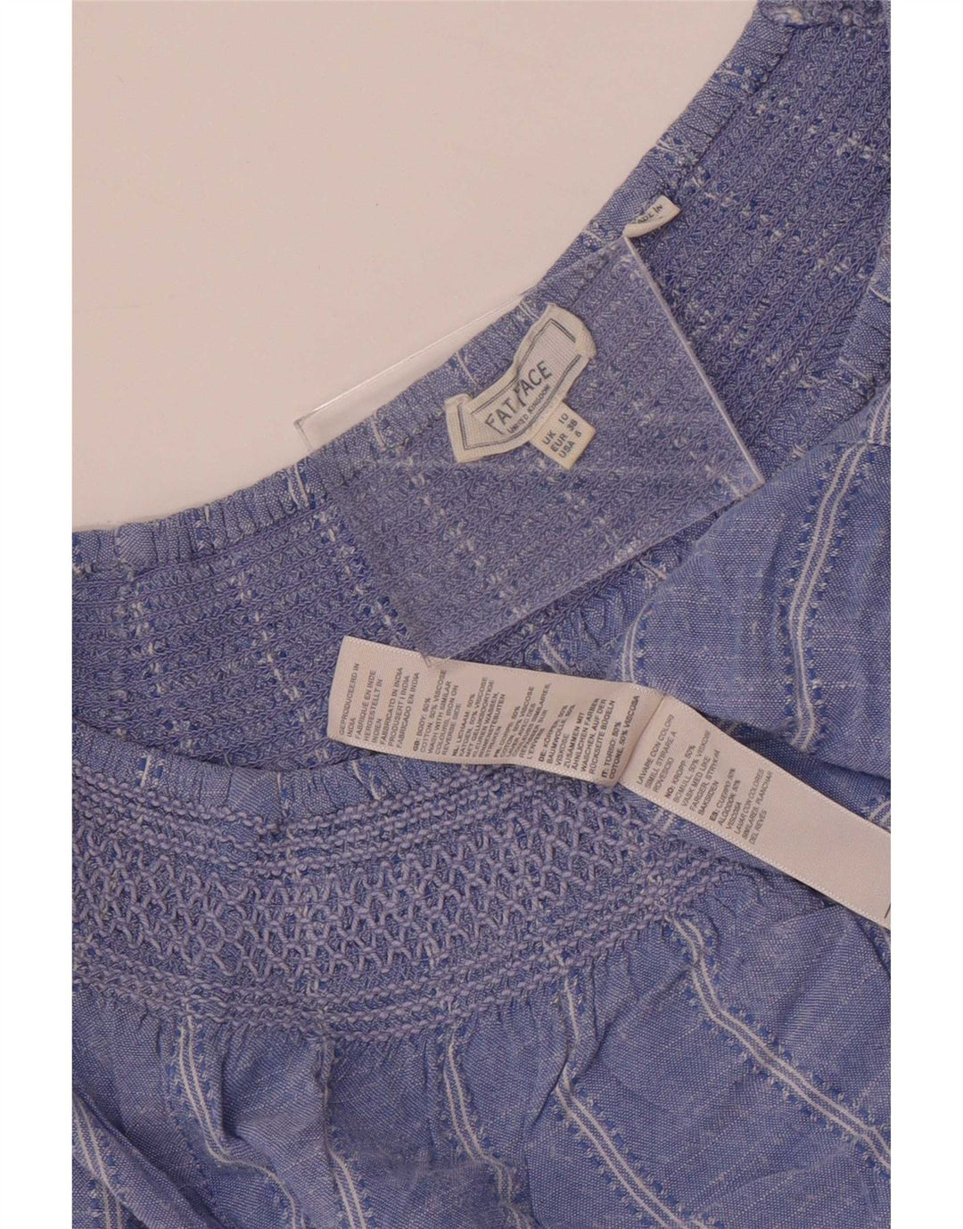 Fat Face Damen-Crop-Oversize-Top mit 3/4-Ärmeln, UK-Größe 10, klein, blau gestreift