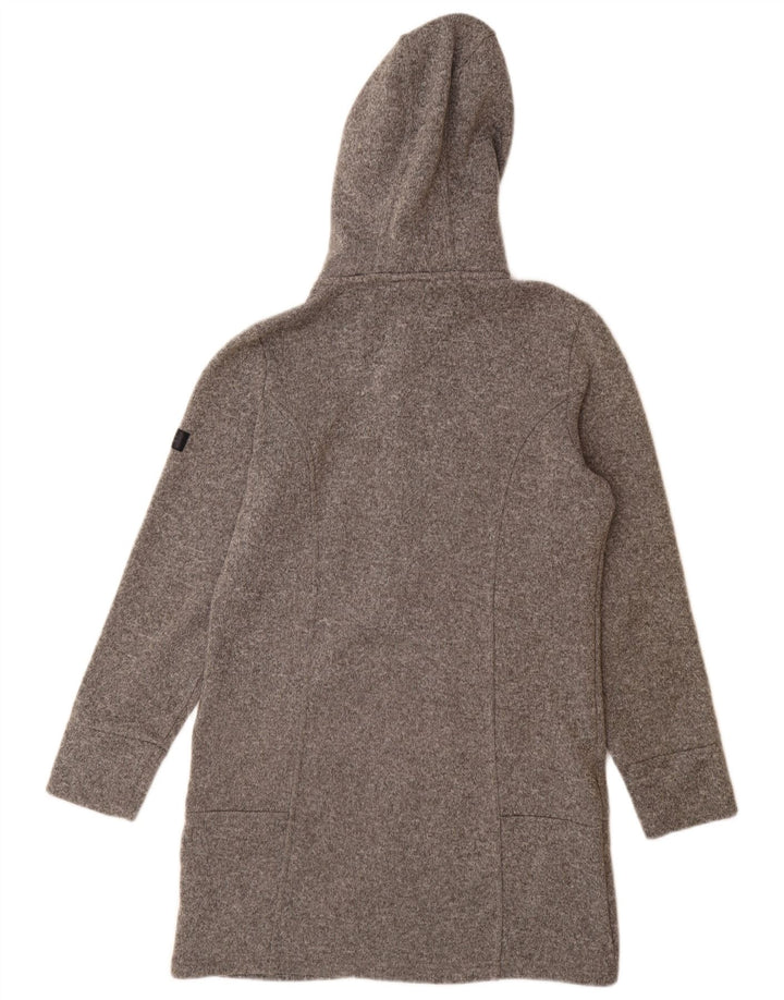 VINTAGE Damen Longline Zip Hoodie Pullover UK 14 Mittelgraues Polyester