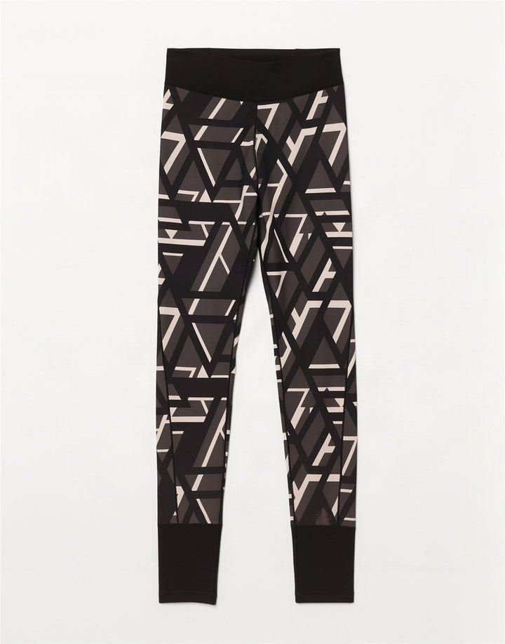 Adidas Damen Climalite Leggings UK 8/10 Small Schwarz Geometrisch