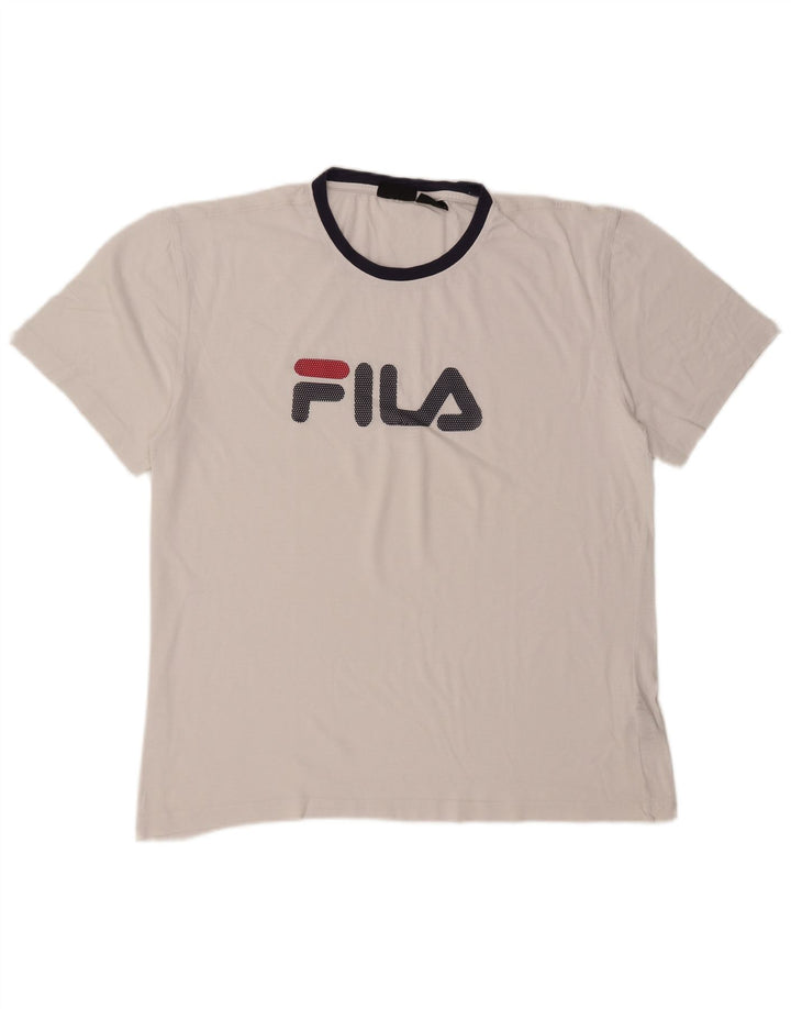 Fila Herren Grafik T-Shirt Top XL Weiß