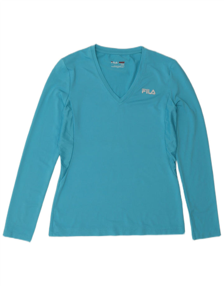 Fila Damen Top Langarm UK 10 Small Blau Polyester Sport
