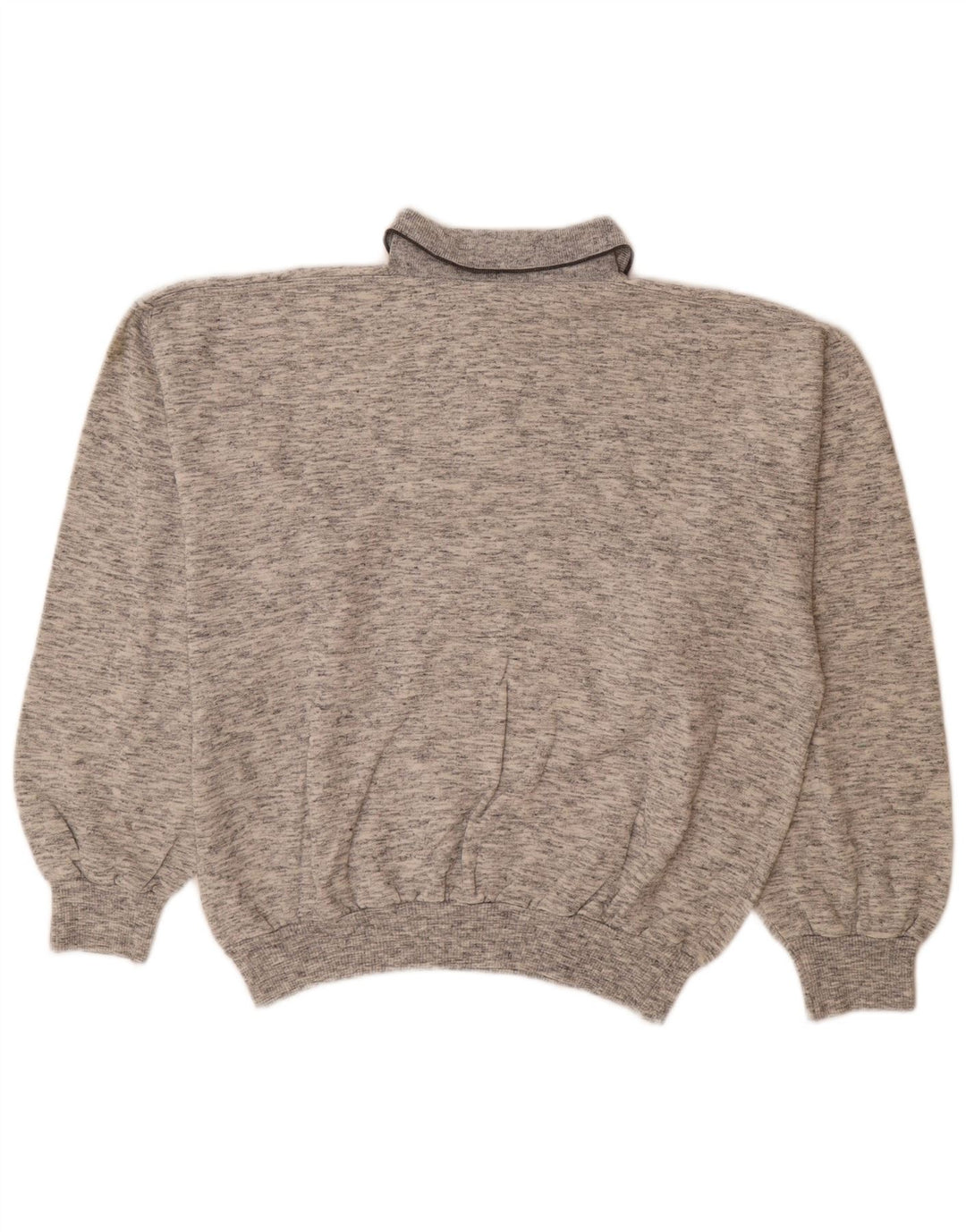 Vintage Herren-Sweatshirt mit grafischem Polo-Ausschnitt, groß, grau gefleckt