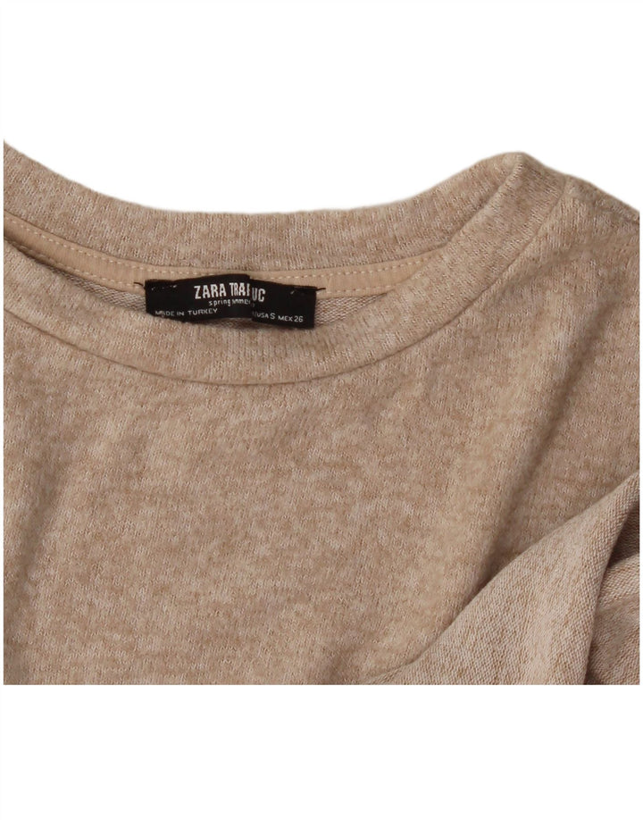Zara Damen Übergroßes T-Shirt Top UK 10 Small Beige
